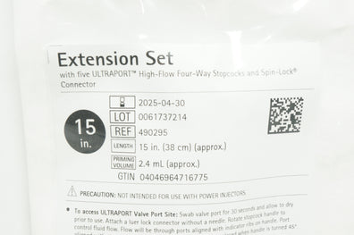 Braun 490295 Extension Set With 5 Ultraport High-Flow Four-Way Stopcocks 15 in.